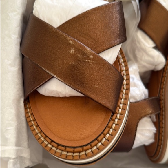 Robert Clergerie ‘Fara’ Sandals with Crossover Design in Bronze - New - Picture 6 of 12